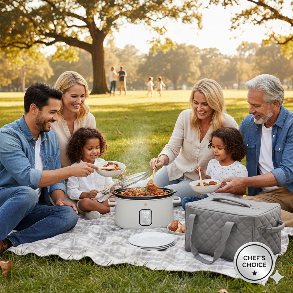 Drew Barrymore’s Beautiful 6 Qt Programmable Slow Cooker – Effortless Meals Stunning Design (White Icing)