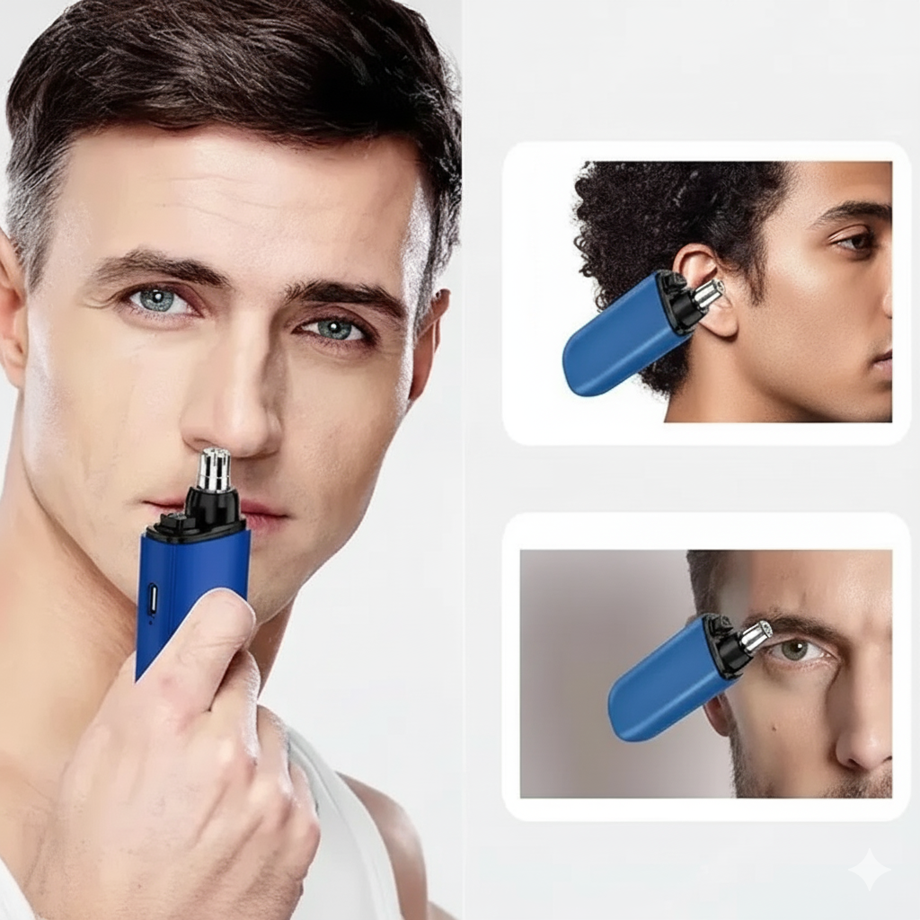ABSF Nose Hair Trimmer 2 In 1 Nasal Hair Cutter Electric Portable Nose Trimmer Rechargeable With Dust Protection Cap